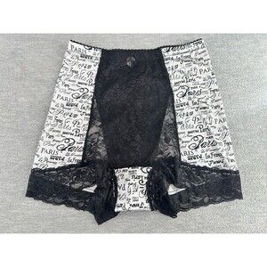RHONDA SHEAR - Gray w/ Black Lace Pin-Up Retro Style High Waist Panty Medium A16